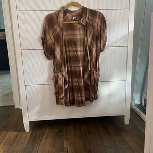 Heirloom Brown Plaid Open-Front Blouse